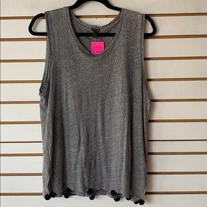 J.Crew top size small blue pompoms